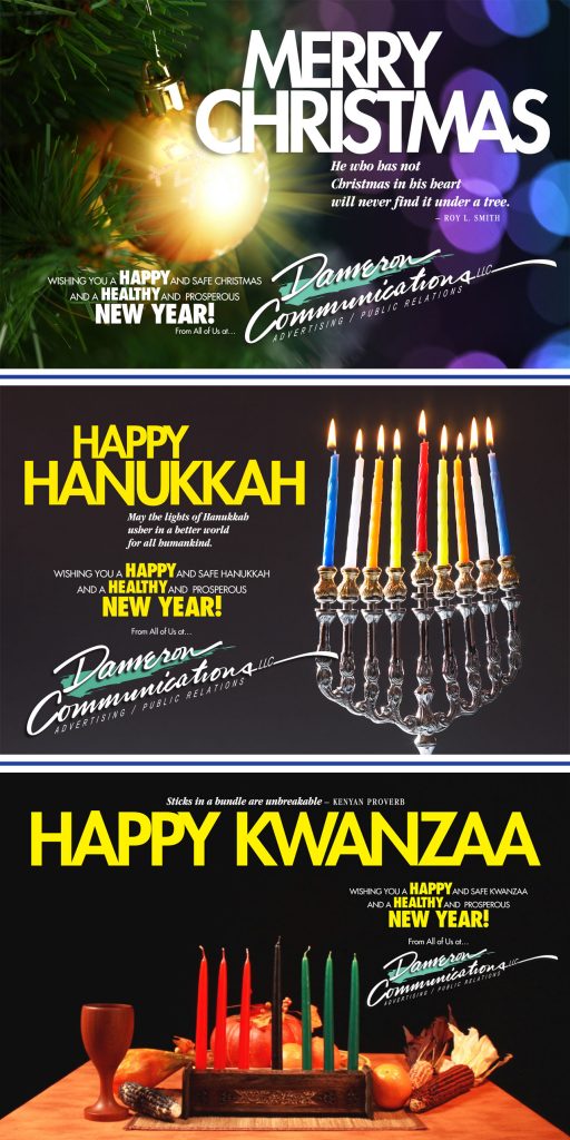 Dameron Communications Holiday Cards are printed, posted and emailed